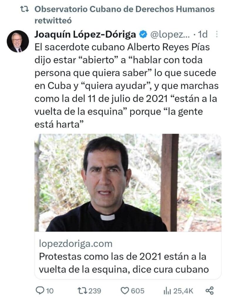 Sacerdote cubano Alberto Reyes asegura que otro estallido social como el 11J “está a la vuelta de la esquina”