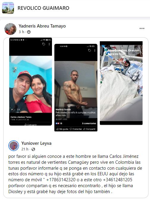 cubano reportado de grave