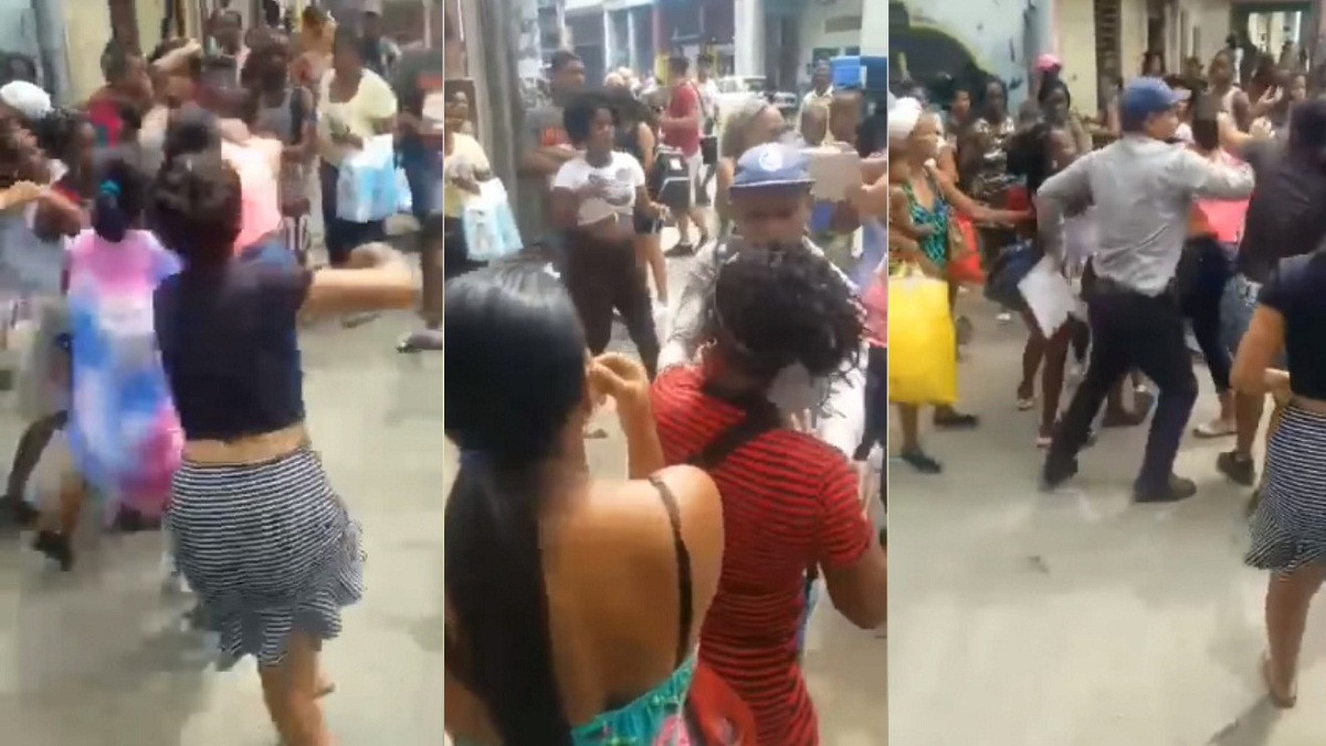 Graban a cubanas peleando en una cola por pañales en La Habana