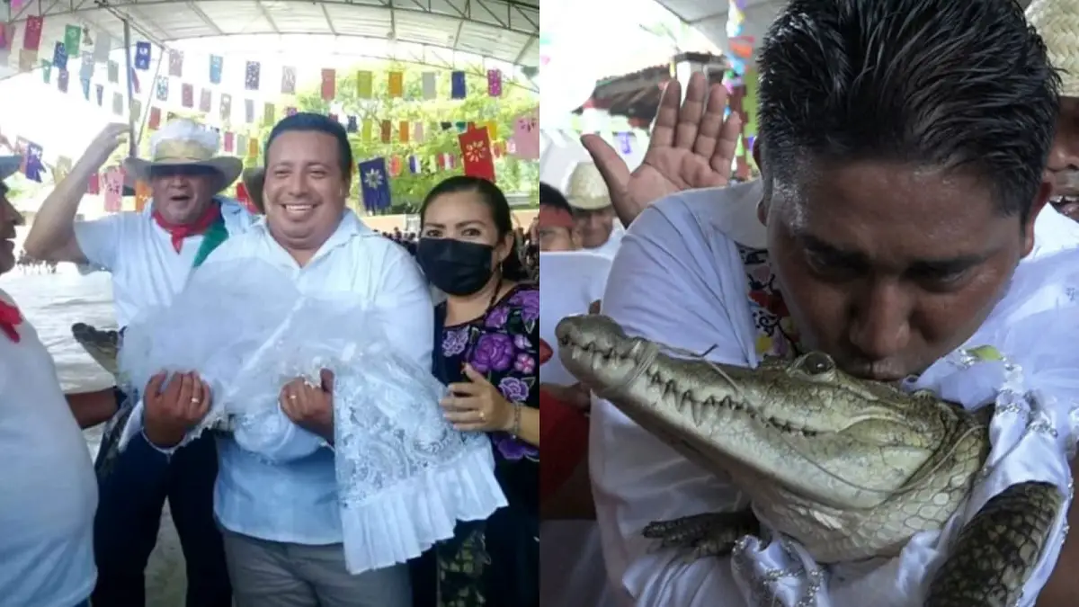 Alcalde en México se casa con un caimán