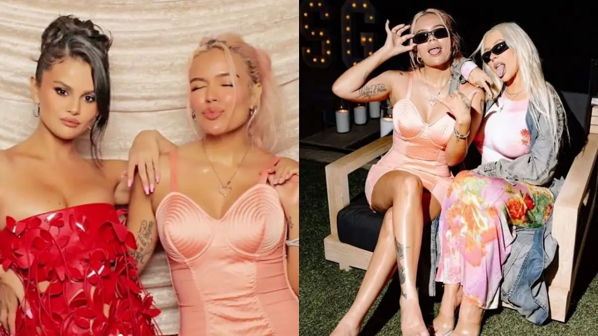 Karol G estuvo como invitada en el cumpleaños de Selena Gomez y se divirtió junto a Christina Aguilera