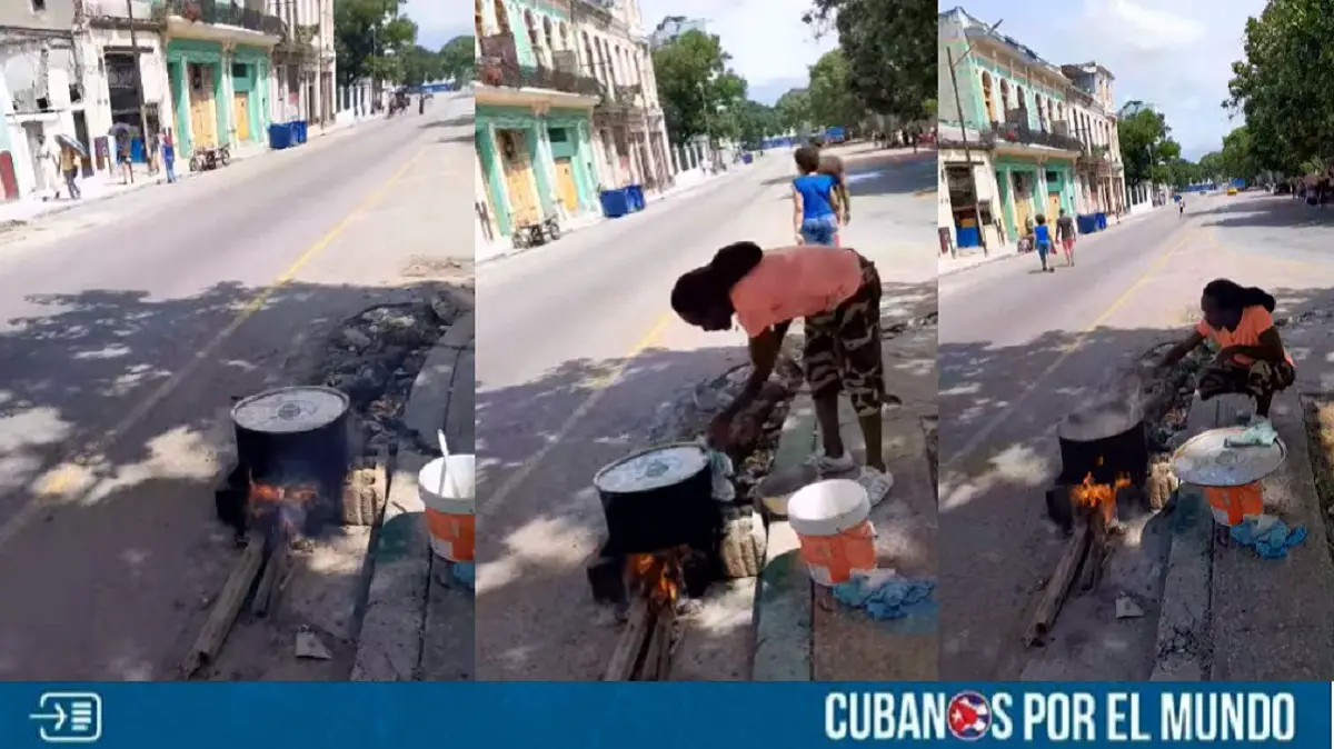 Cubanos cocinan con leña en plena calle habanera (+VIDEO)