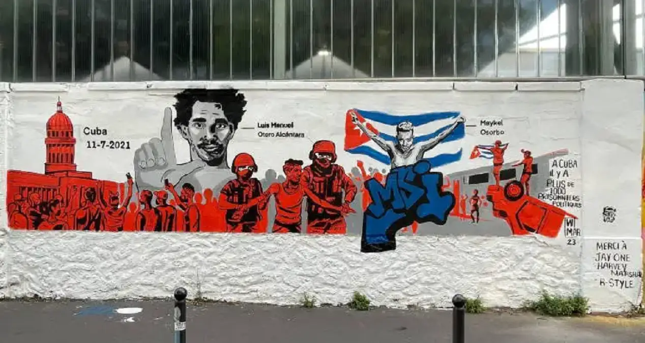Pintan mural en París, en honor a los presos políticos cubanos