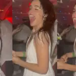 Camila Cabello se baña en el aguacero, durante concierto de Karol G