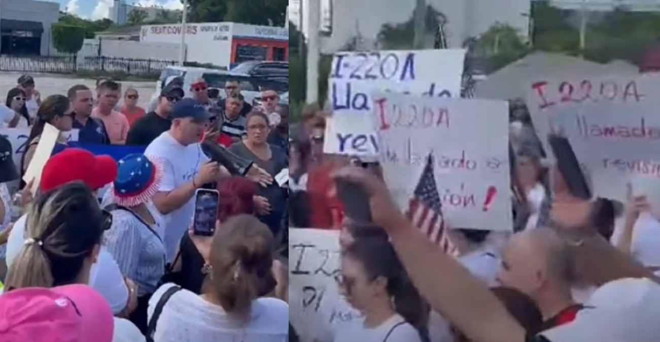Cubanos con I-220A protestan y exigen respuesta para sus casos