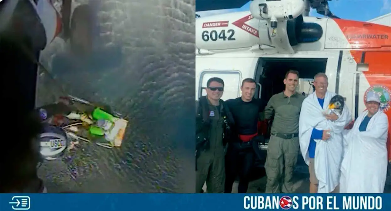 Un helicóptero de la Guardia Costera de Estados Unidos (USCG) salvó este sábado la vida de dos personas y su perro, que se encontraban a la deriva a unas 90 millas de Hernando Beach, en Florida, tras sufrir una avería en su velero.