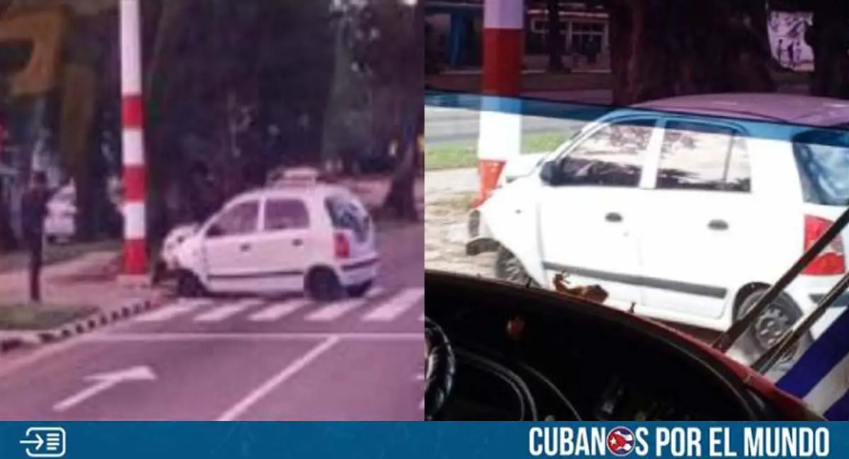 Accidente en La Habana: Vehículo se estrella contra un poste de electricidad
