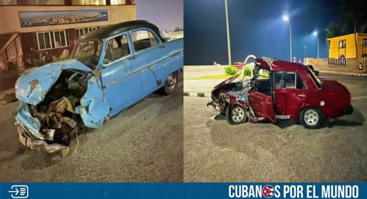 Aparatoso accidente en malecón habanero deja al menos dos autos fuera de circulación