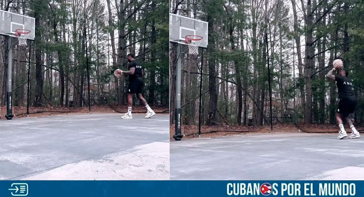 El pelotero cubano Aroldis Chapman demostró que no solo tiene habilidades para lanzar bolas rápidas al plato y ponchar a los bateadores, ya que en días pasados también mostró sus aptitudes como basquetbolista.