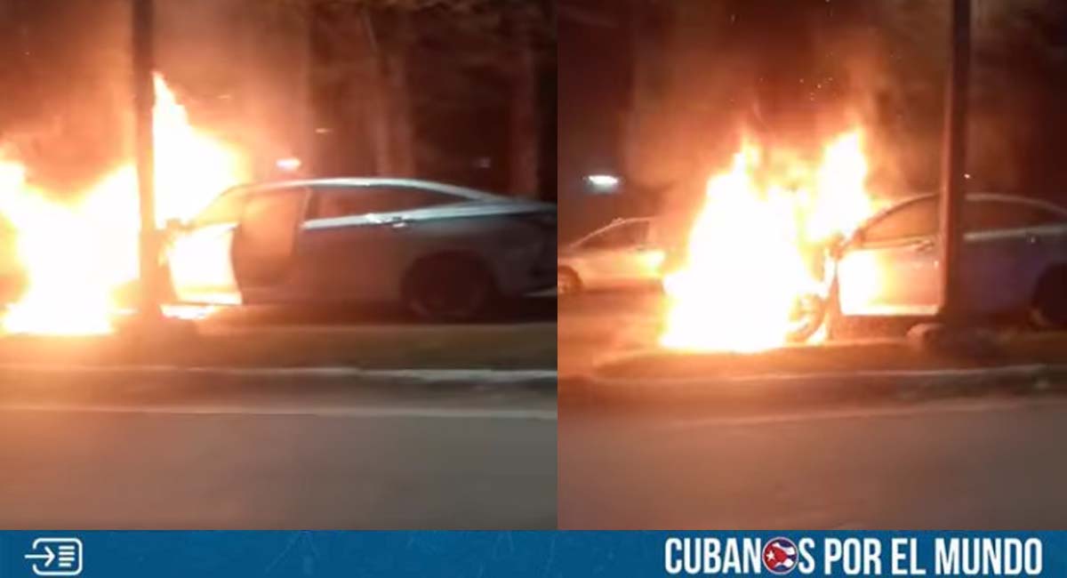 Se incendia un auto de turismo en La Habana