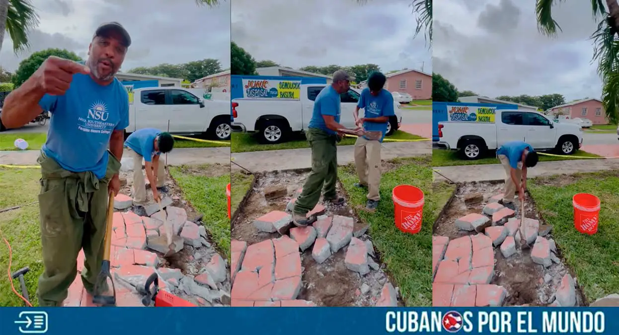 El joven cubano, que fue recibido recientemente por su tío en el Aeropuerto Internacional de Miami con un pico, una pala y unas botas, ya está trabajando con esas herramientas "obsequiadas" por su familiar tras apenas tener algunas horas de haber arribado a tierras de libertad desde la isla comunista.