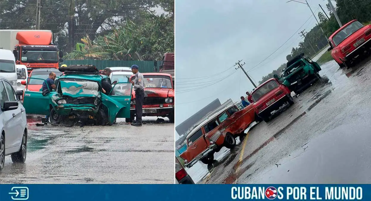 Este martes se reportó un aparatoso accidente múltiple en la carretera que conduce al Aeropuerto Internacional José Martí de La Habana.