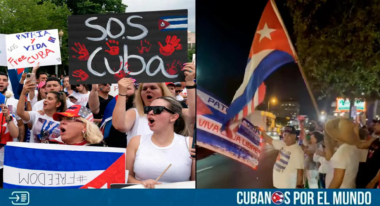 Miembros del exilio cubano en Miami convocaron a una caminata por la libertad, en apoyo a las masivas protestas que se han registrado en la isla en los últimos días.