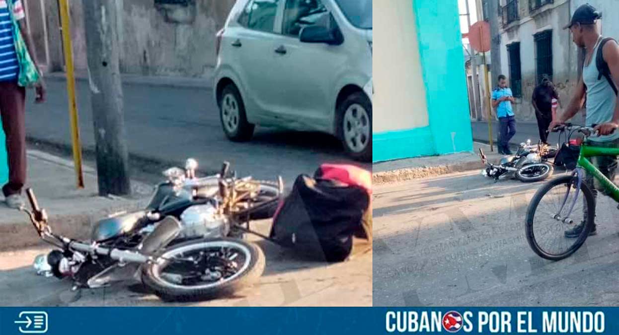 Este jueves se reportó un aparatoso accidente en Santiago de Cuba en donde estuvo involucrado un carro de la Empresa Eléctrica y una moto.