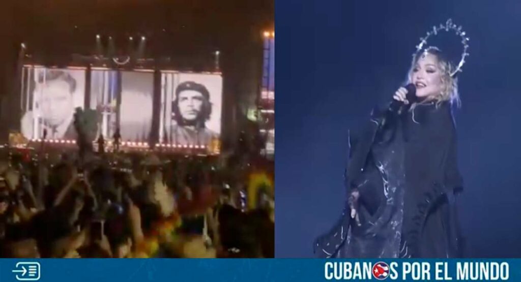 Una imagen del asesino del Che Guevara fue proyectada en un concierto que ofreció la cantante Madonna durante el fin de semana en la playa de Copacabana, en Río de Janeiro, Brasil.