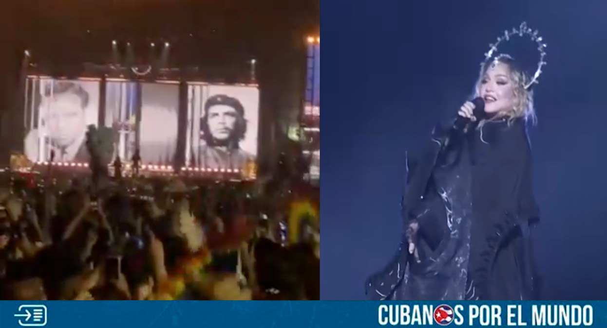 Una imagen del asesino del Che Guevara fue proyectada en un concierto que ofreció la cantante Madonna durante el fin de semana en la playa de Copacabana, en Río de Janeiro, Brasil.
