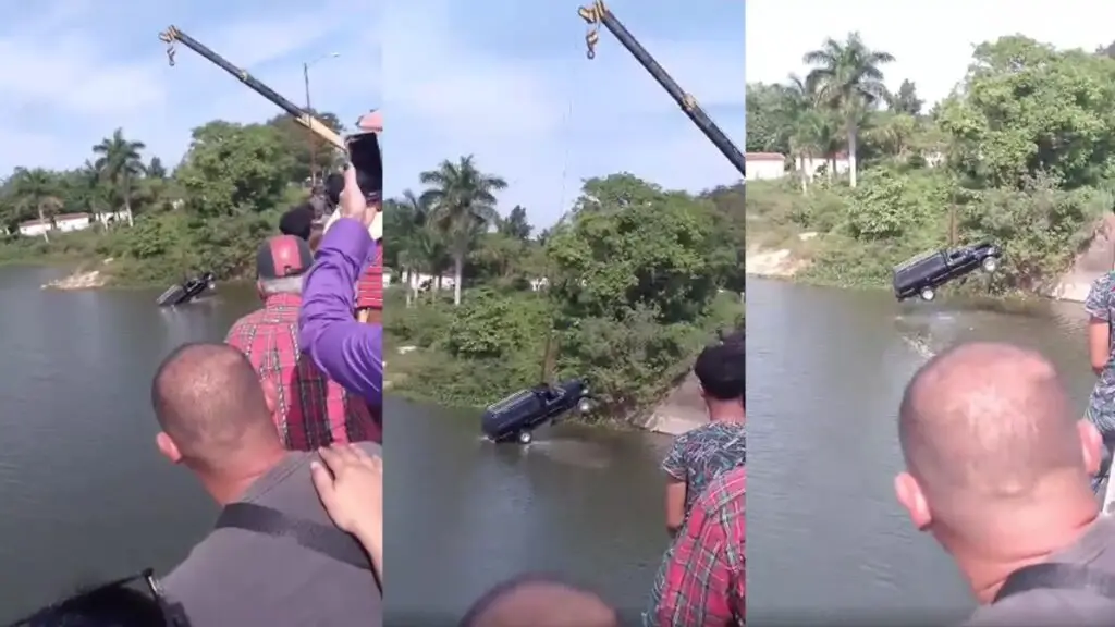 Carro fúnebre cae desde un puente en Cienfuegos (+VIDEO)