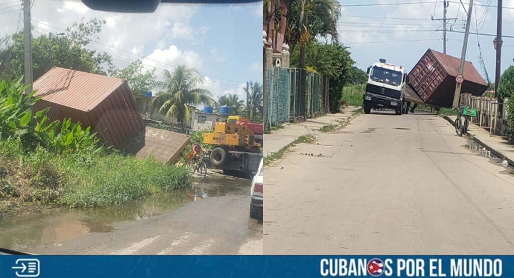 Reportan el vuelco del contenedor de una rastra en La Habana