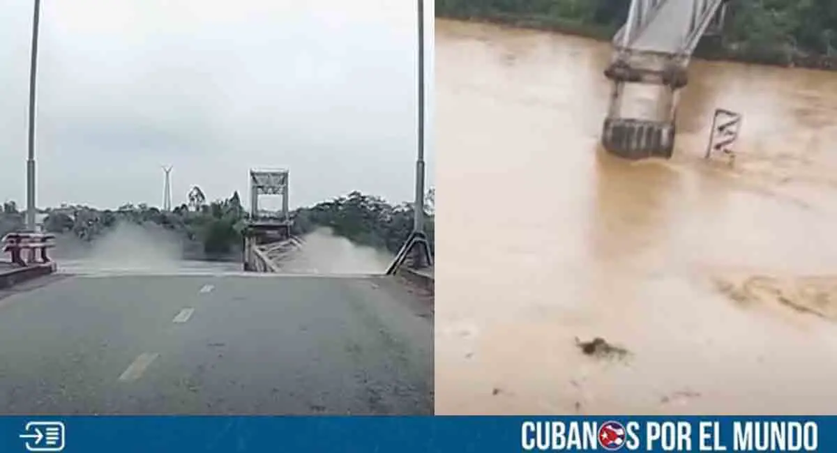 Video capta el momento en que un río barre con un puente en Vietnam y un camión cae de cabeza al agua
