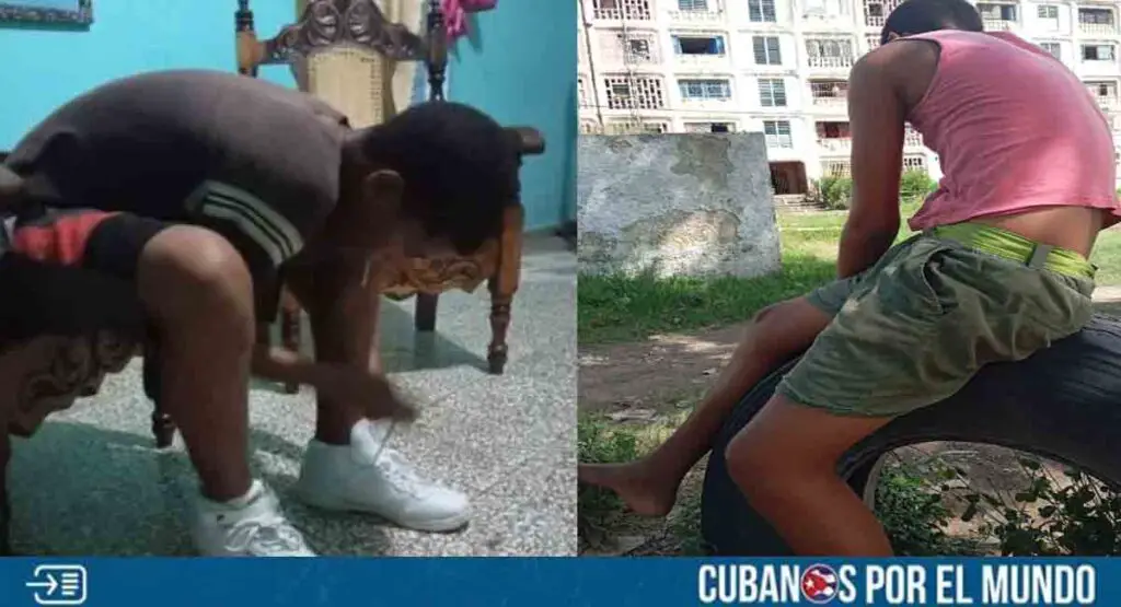 Niño necesitado recibe donación de zapatos por una comunidad en Santiago de Cuba