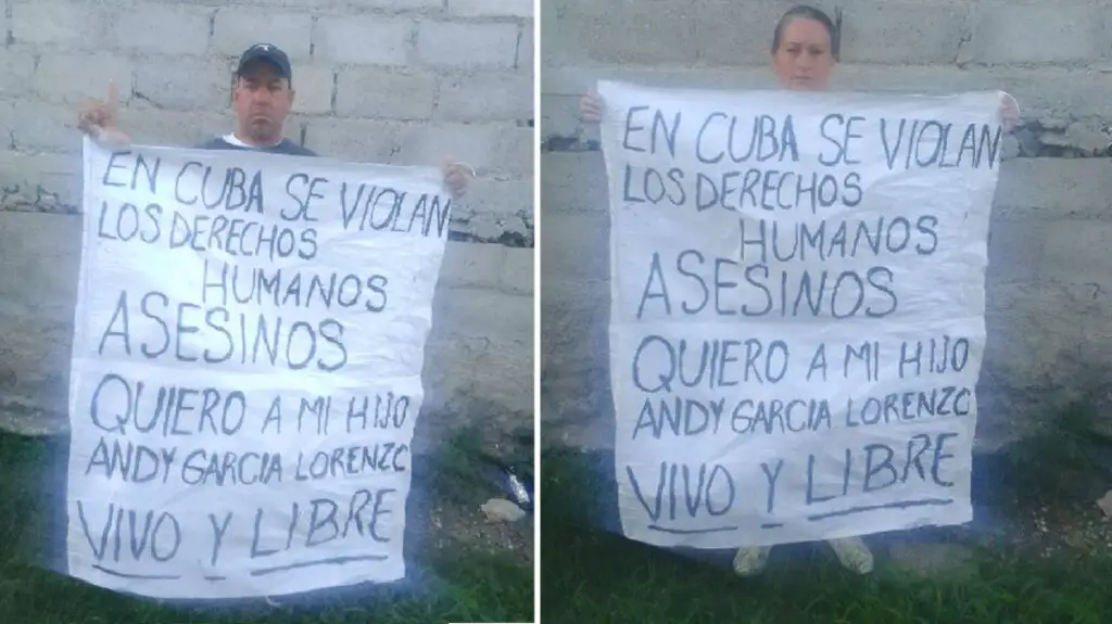 Padres del preso político Andy García Lorenzo se plantan fuera de prisión mientras él continúa su huelga de hambre