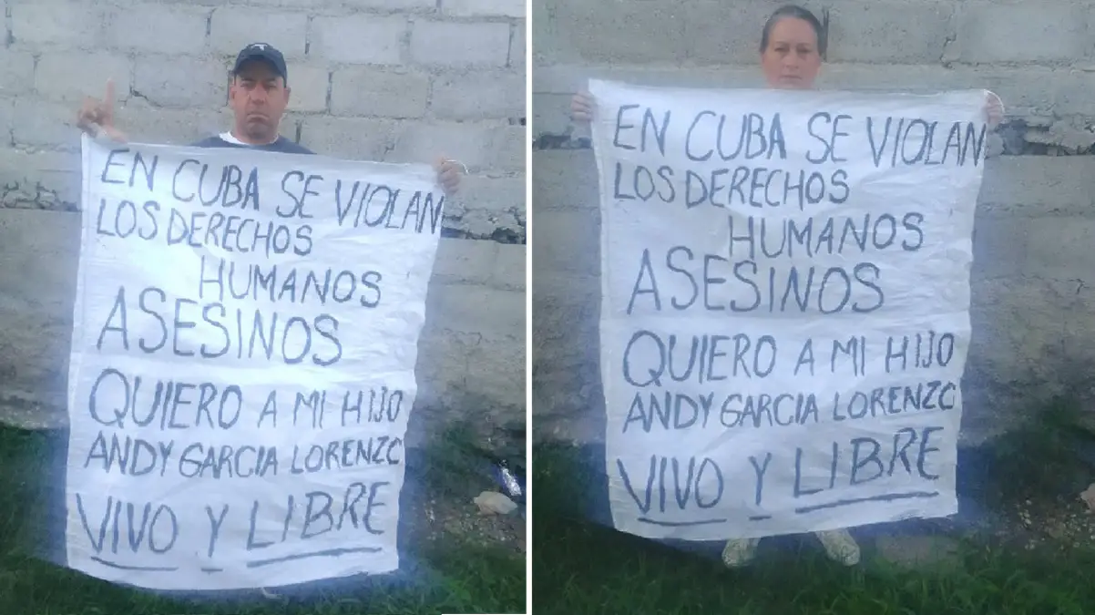 Padres del preso político Andy García Lorenzo se plantan fuera de prisión mientras él continúa su huelga de hambre