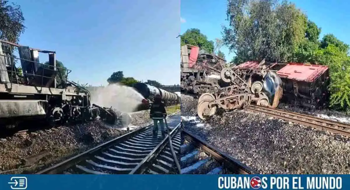 Sancti Spíritus: Choque de trenes de carga provoca derrame de combustible
