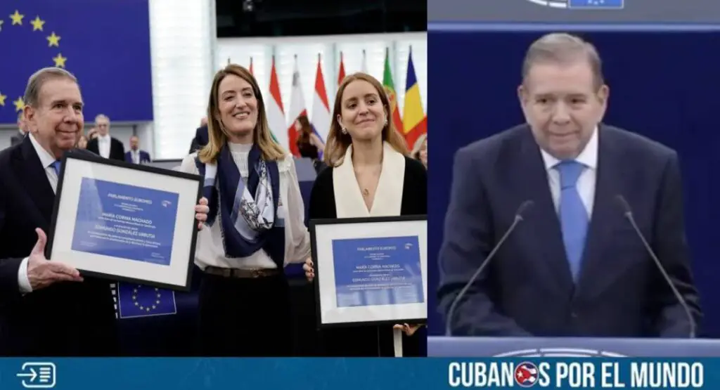 El presidente electo de Venezuela, Edmundo González Urrutia, recibió este martes el Premio Sájarov a la libertad de conciencia en el Parlamento Europeo.
