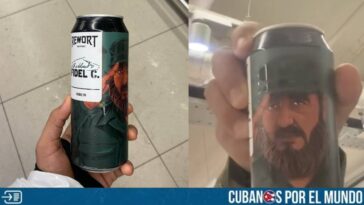 Dos cubanos quedaron sorprendidos al ver que el rostro del fallecido dictador cubano, Fidel Castro, es la imagen de una cerveza en Rusia.