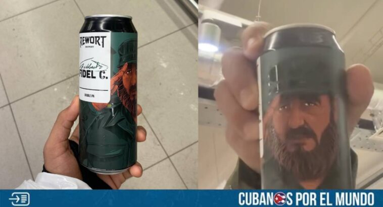 Dos cubanos quedaron sorprendidos al ver que el rostro del fallecido dictador cubano, Fidel Castro, es la imagen de una cerveza en Rusia.