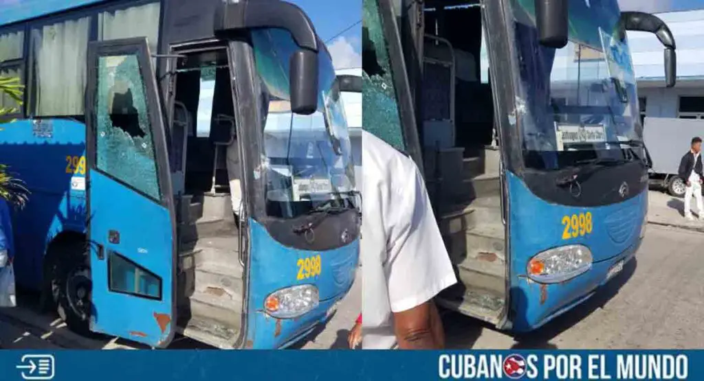 Denuncian vandalismo de jóvenes contra un ómnibus en Villa Clara