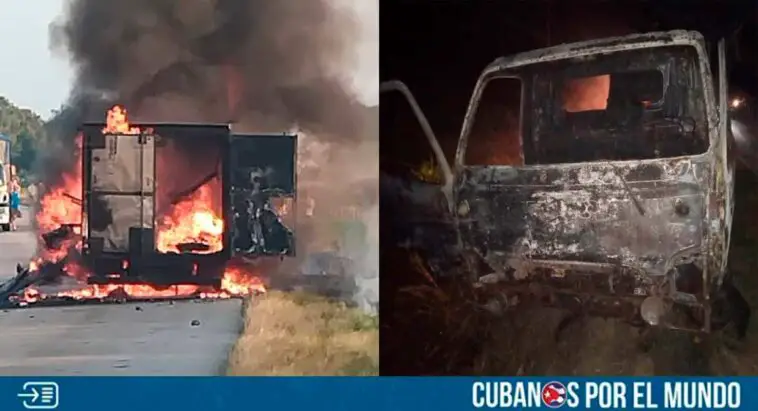 Un lamentable accidente se reportó en las últimas horas en Camagüey, cuando un camión que trasladaba paquetería y mercancías de los Estados Unidos se incendió. 