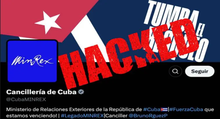 La cancillería del régimen de Cuba informó este lunes sobre el presunto hackeo que sufrió su cuenta en la red social X, antes Twitter.