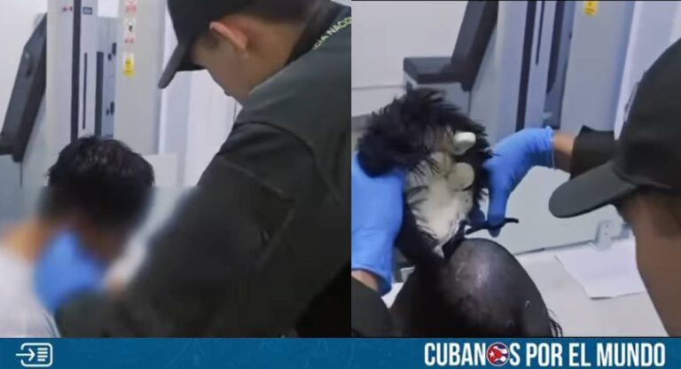 VIRAL: Capturan a un hombre en aeropuerto de Colombia con una “narcopeluca” llena de droga (+VIDEO)