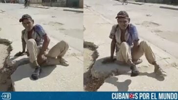 Un anciano cubano, aparentemente impedido físico, fue captado arrastrándose en el suelo para poder trasladarse en San Germán, Holguín.