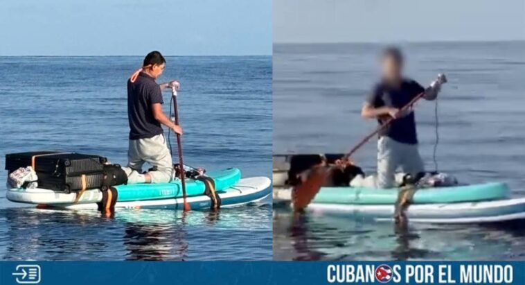 Un migrante chino aparentemente intentó llegar a las costas de los Estados Unidos montado sobre dos tablas de paddleboard superpuestas.