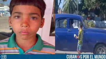 Piden ayuda para niño que limpia parabrisas de carros en La Habana para ganarse la vida