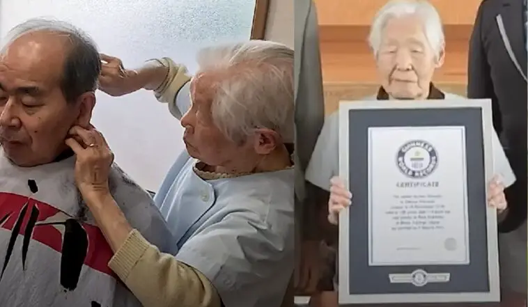 La japonesa Shitsui Hakoishi, de 108 años, es la barbera más anciana del mundo (+VIDEOS)