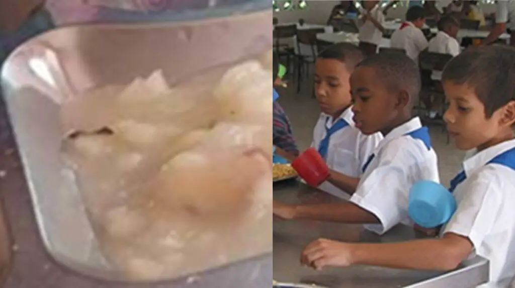 Este es el deplorable almuerzo que le sirven a los niños de un colegio en Santiago de Cuba