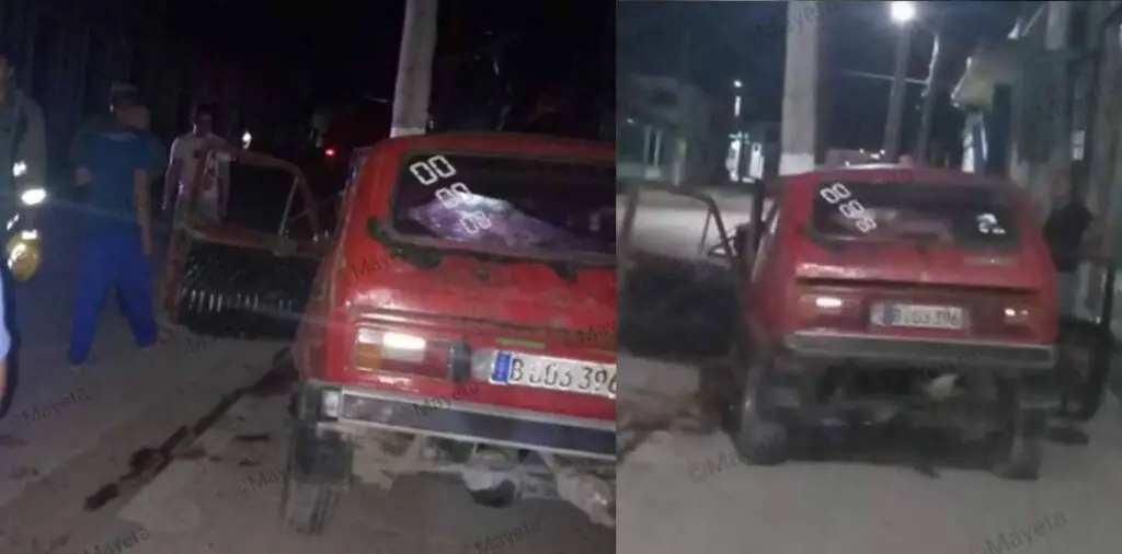 Santiago de Cuba: Auto del régimen choca contra un poste durante un apagón