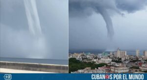 Una impresionante tromba marina que se formó cerca del Malecón de La Habana causó revuelo entro los cubanos que por allí transitaban la tarde de este viernes.