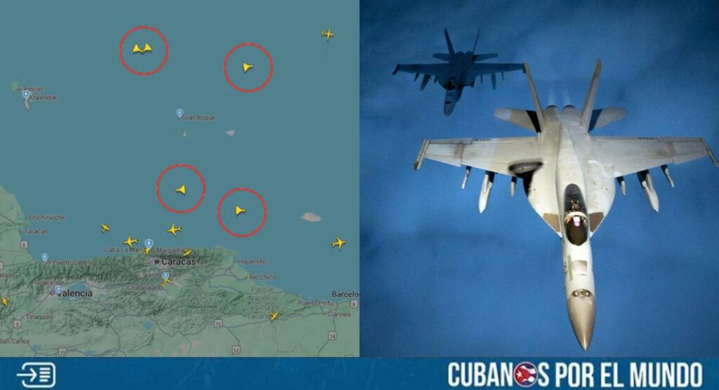Aviones militares de Estados Unidos realizaron este jueves 18 de diciembre operaciones aéreas en zonas del mar Caribe próximas a las costas de Venezuela, según reportes de medios internacionales y plataformas de monitoreo de vuelos que han seguido el desplazamiento de aeronaves militares estadounidenses en la región.