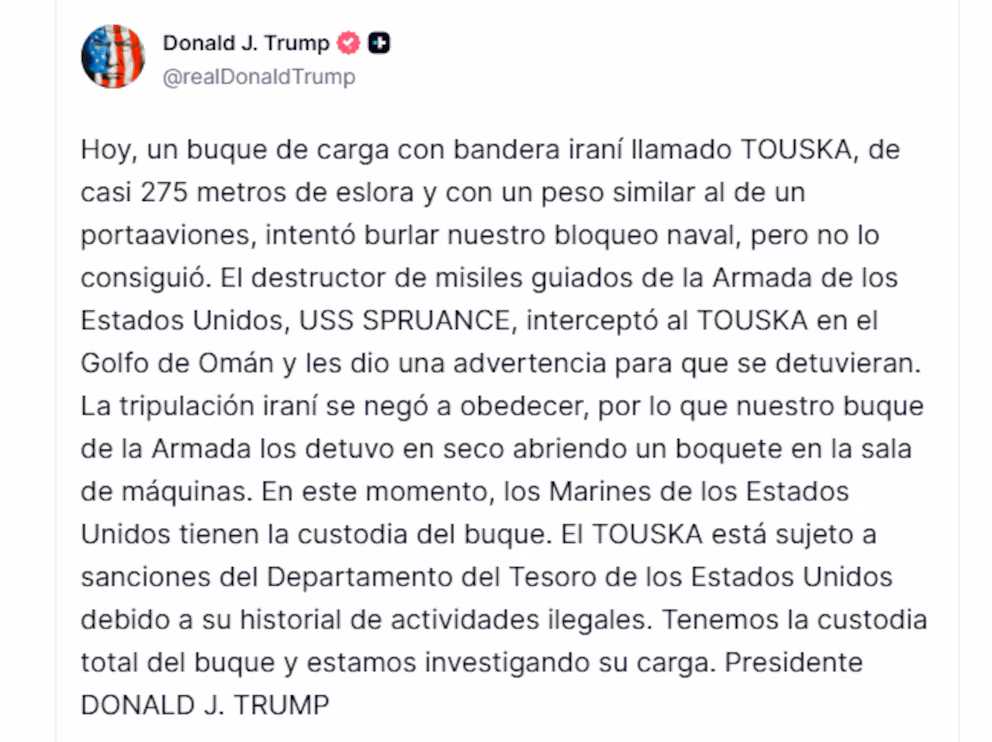 trump anuncia operacion buque irani