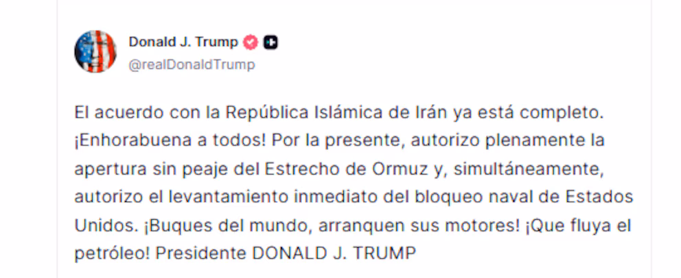 Trump confirma acuerdo con Irán y autoriza el libre tránsito marítimo por el estrecho de Ormuz 2 acuerdo entre estados unidos e iran trump anuncia
